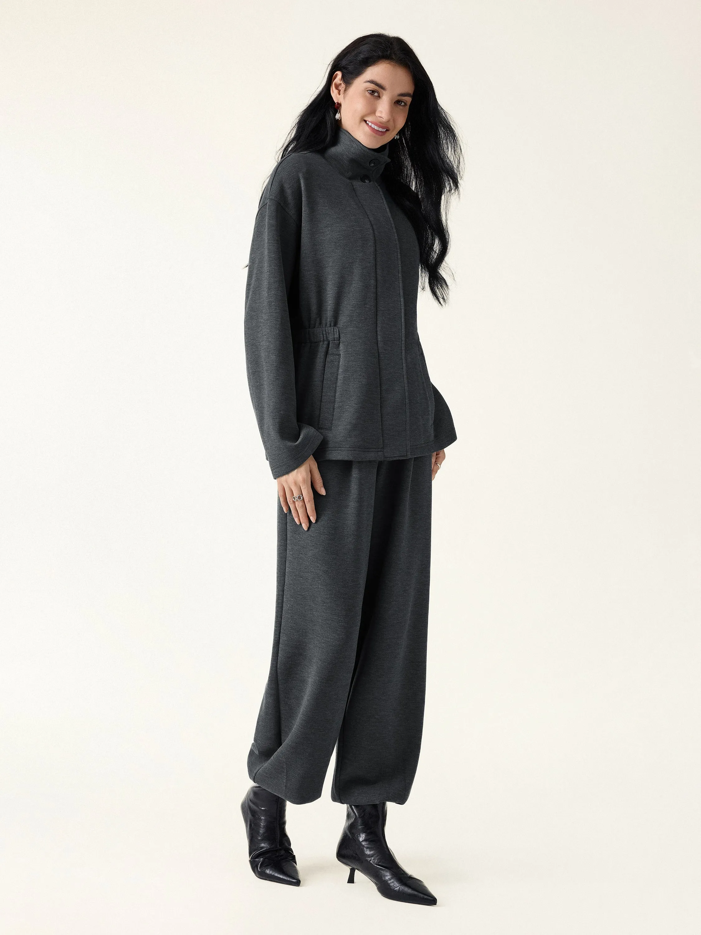 2Pcs Set Windproof Stand Collard Jackets & Tapered Pants with Pockets sold by OGLmove product image thumbnail 5