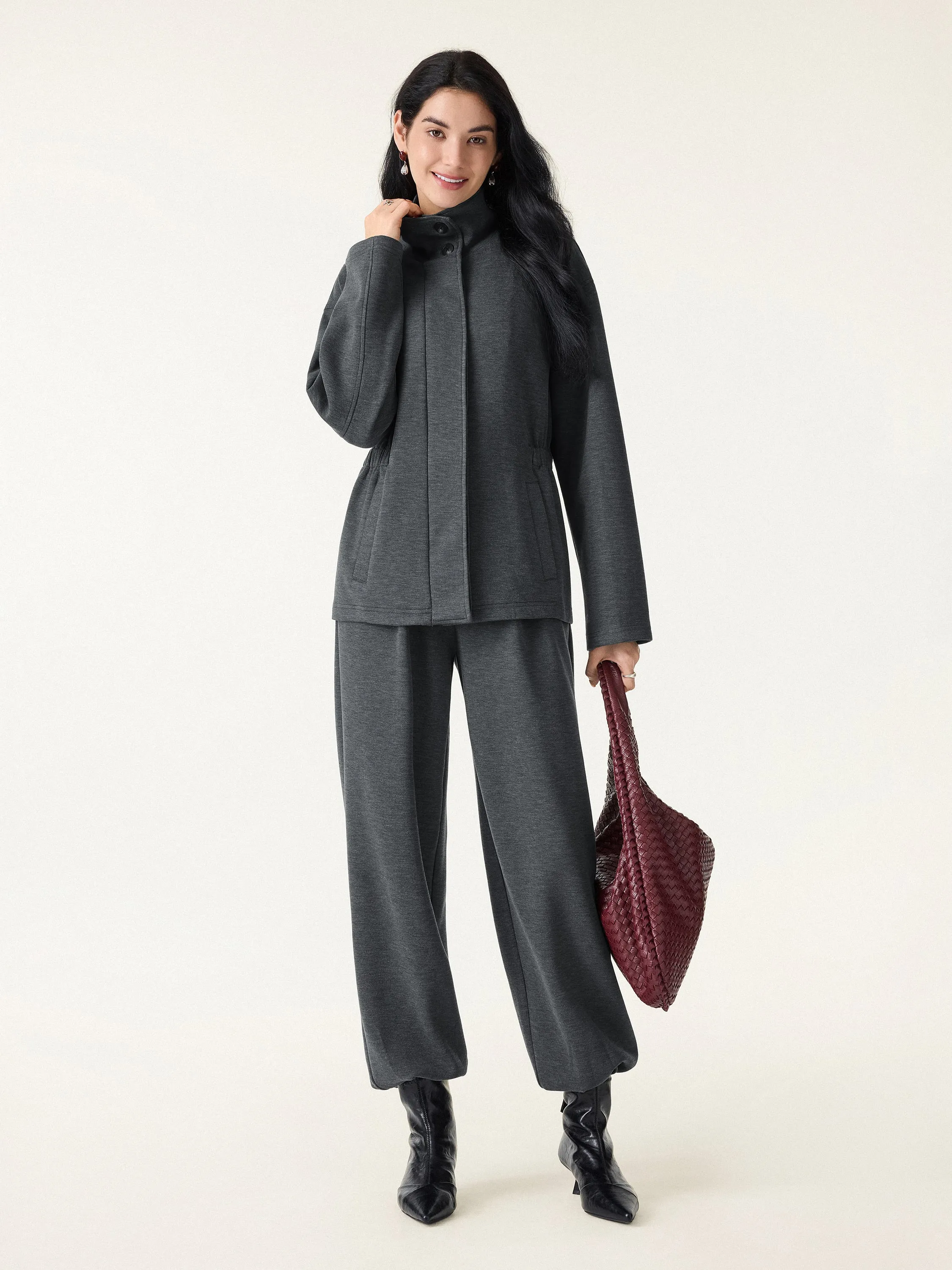 2Pcs Set Windproof Stand Collard Jackets & Tapered Pants with Pockets sold by OGLmove product image thumbnail 2