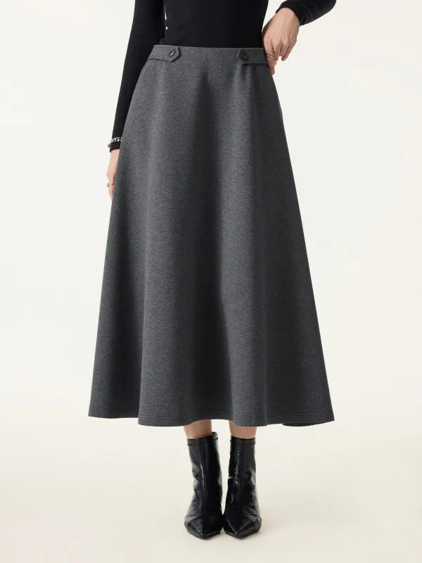 Cozy Warm Tailored Midi Circle Skirt with Pockets sold by OGLmove