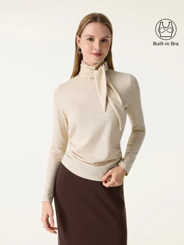 Ruched Long Sleeve Brami with Scarf sold by OGLmove