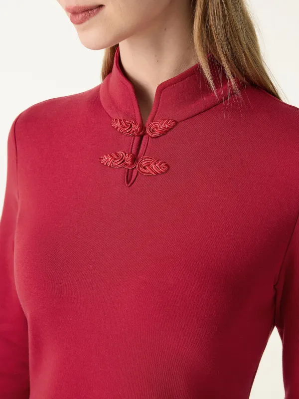 Mandarin Collar Long Sleeve Brami with Frog Buttons sold by OGLmove