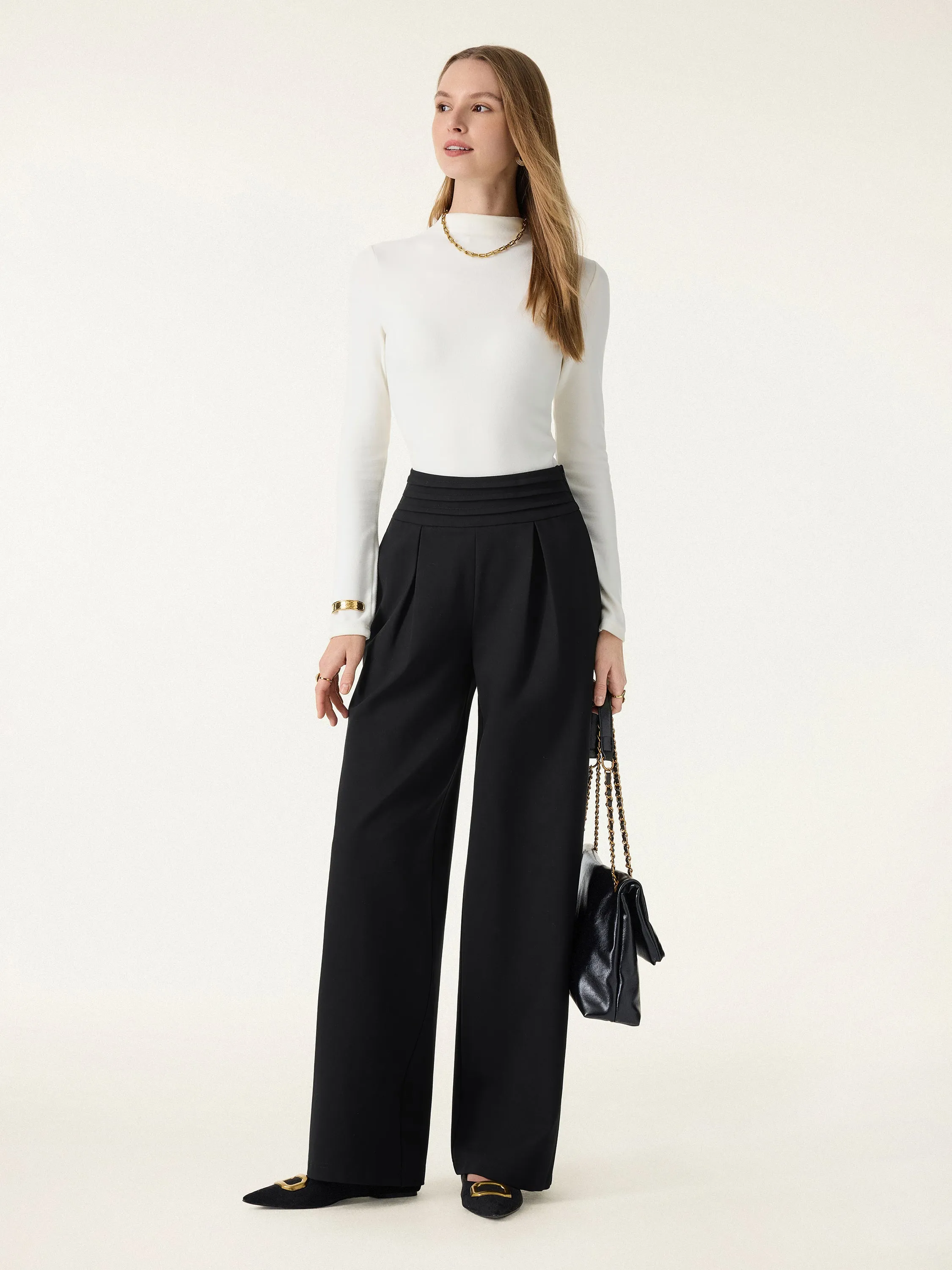 Chic High Rise Wide Leg Trousers with Pockets sold by OGLmove product image thumbnail 4