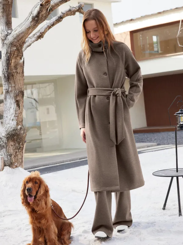 2Pcs Set FuzzLuxe Belted Tunnel Coat & Mid Rise Straight Leg Pull-on Pants sold by OGLmove