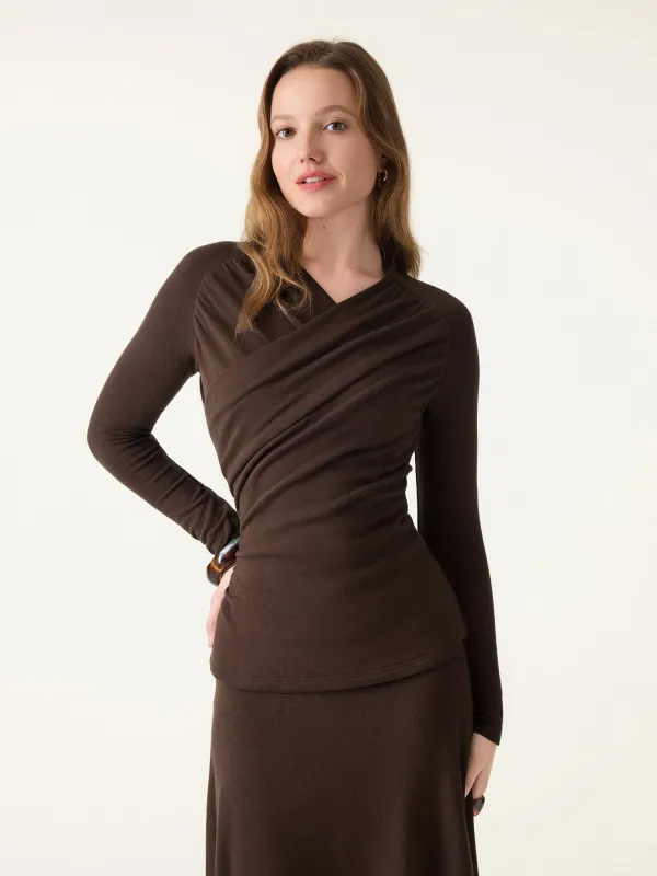 ProWarm Ruched Surplice V-neck Long Sleeve Top sold by OGLmove