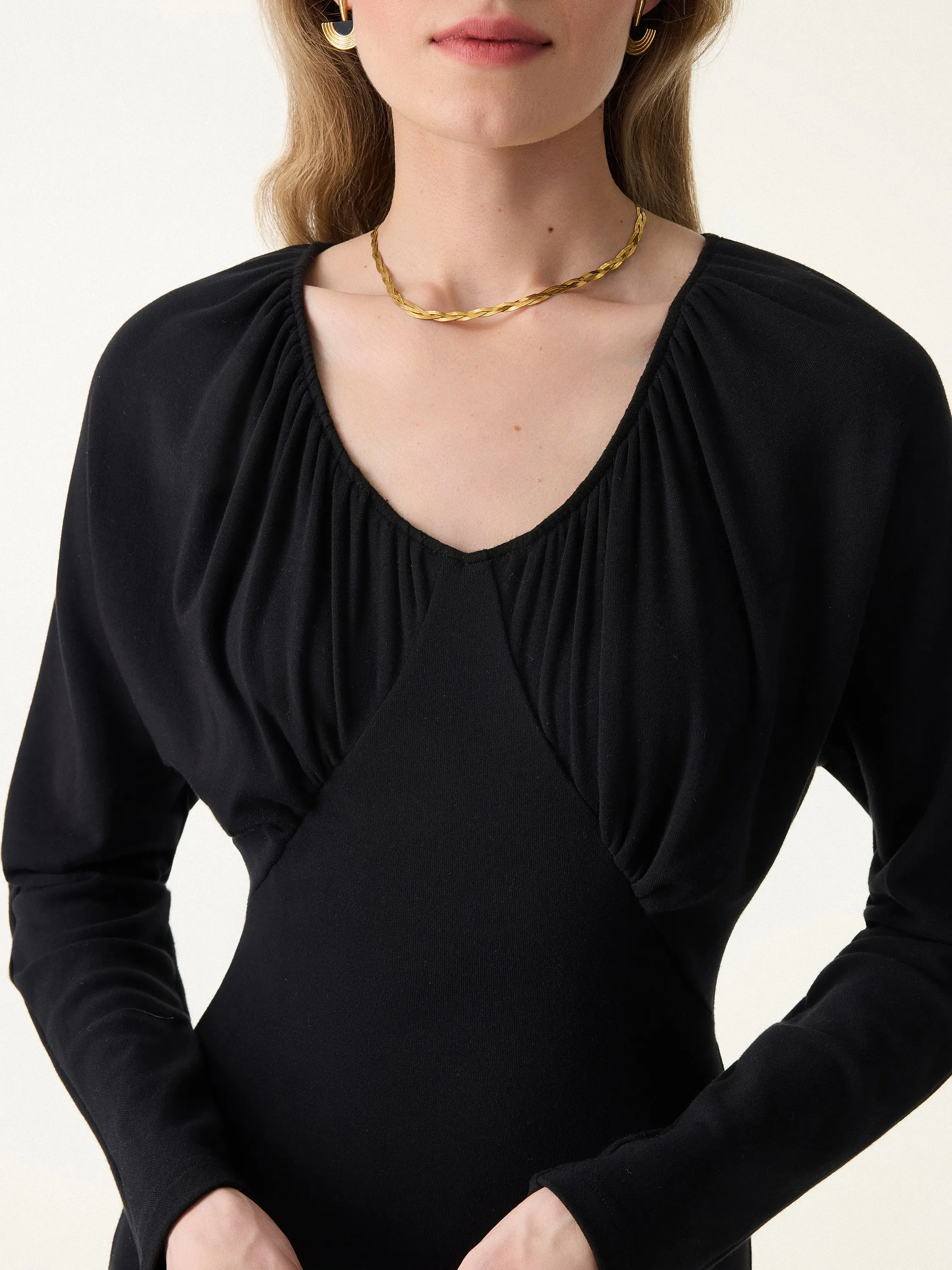 Ruched V-neck Long Sleeve Midi Brami Dress sold by OGLmove product image thumbnail 2