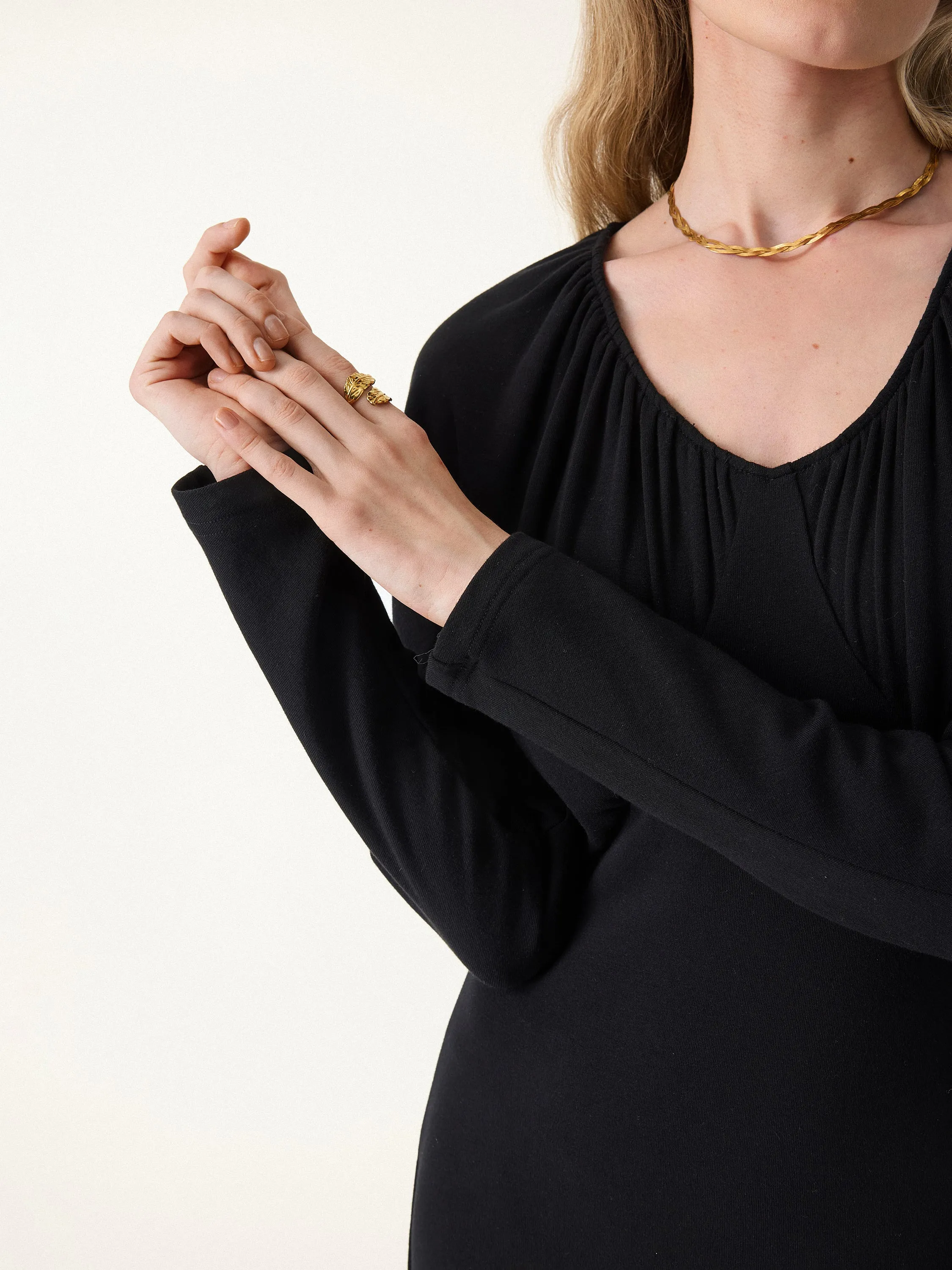 Ruched V-neck Long Sleeve Midi Brami Dress sold by OGLmove product image thumbnail 5