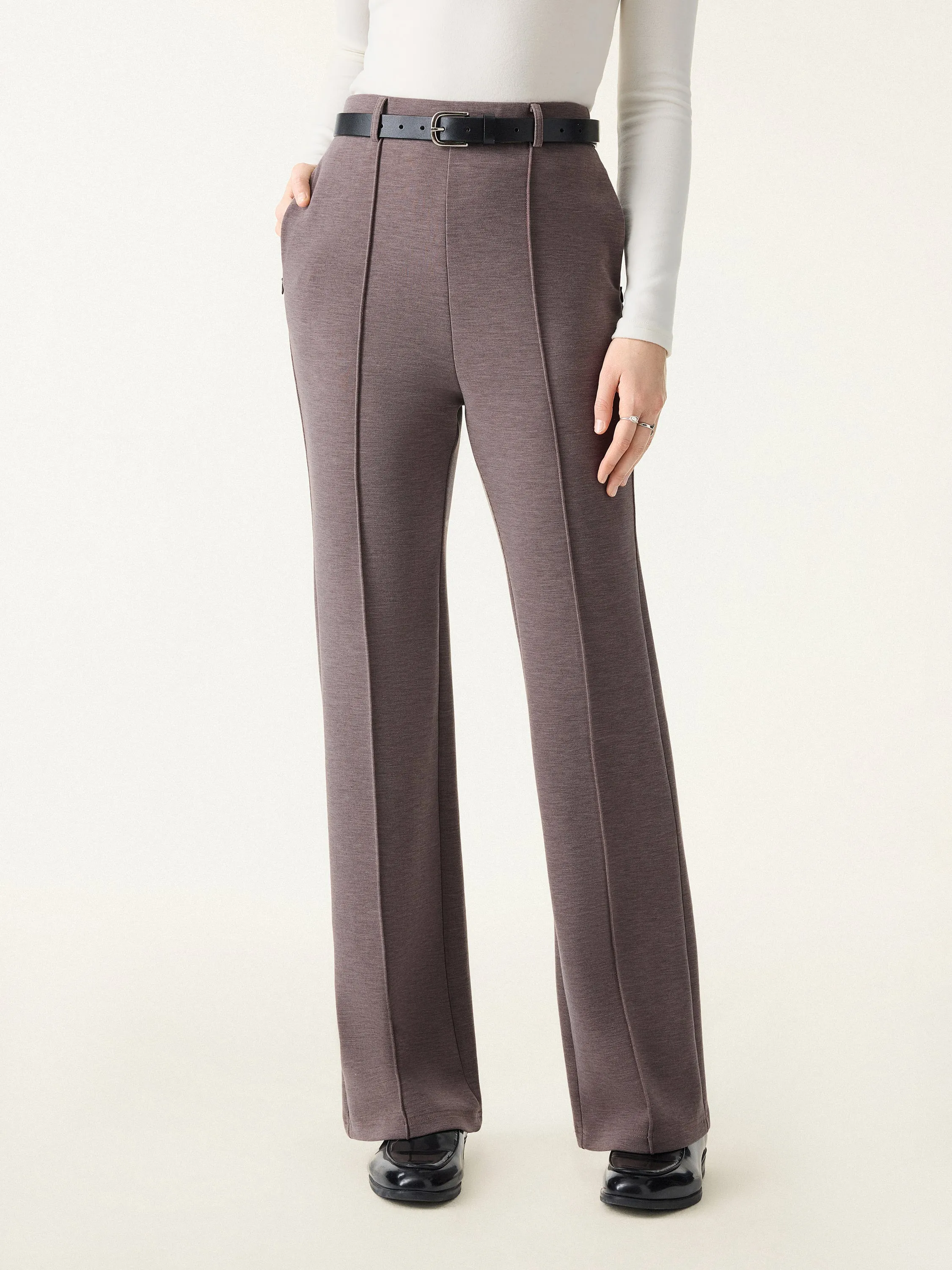 Double-Faced Cozy High Rise Pintuck Pull-on Pants with Pockets sold by OGLmove product image thumbnail 4