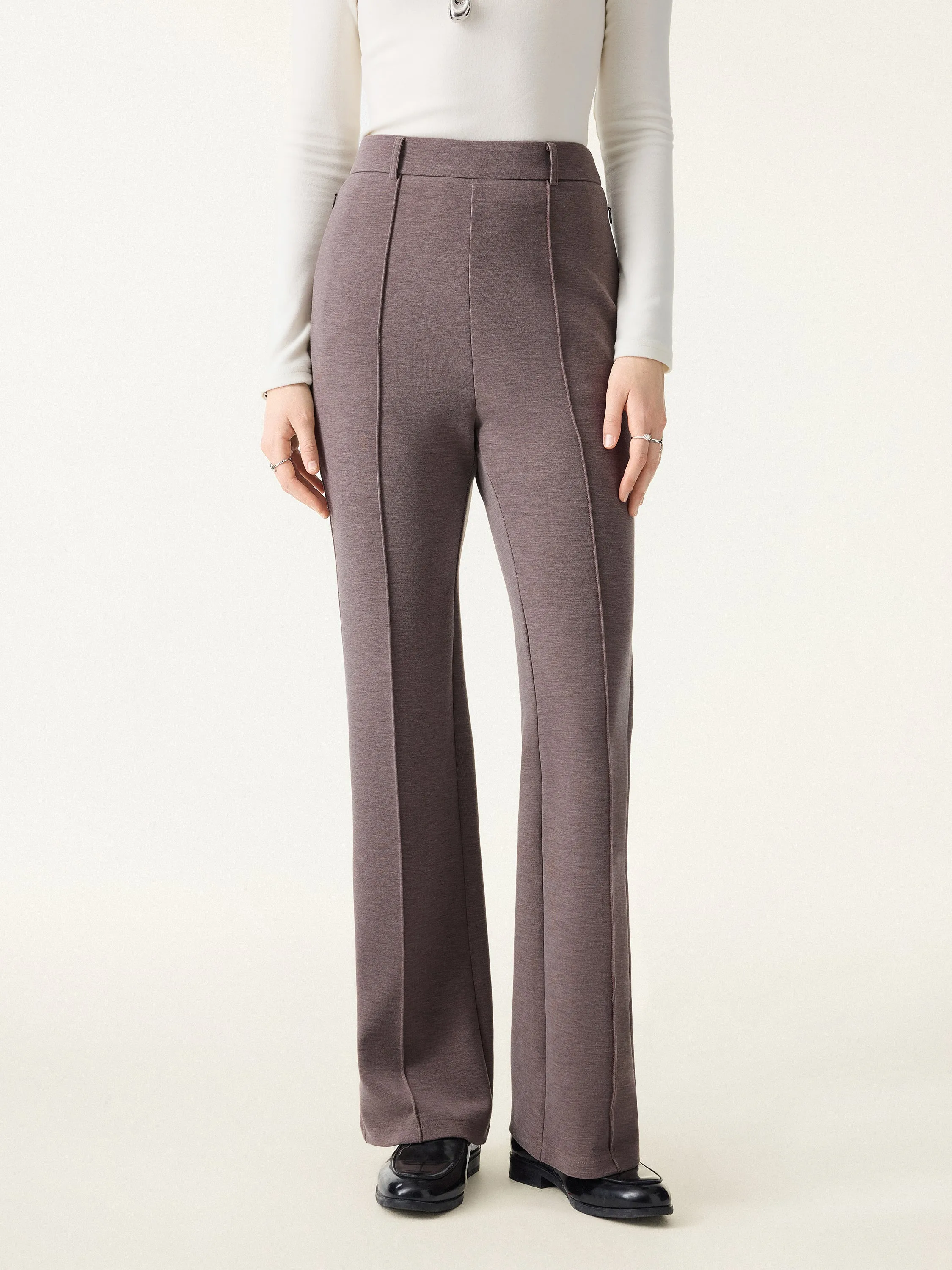 Double-Faced Cozy High Rise Pintuck Pull-on Pants with Pockets sold by OGLmove product image thumbnail 5