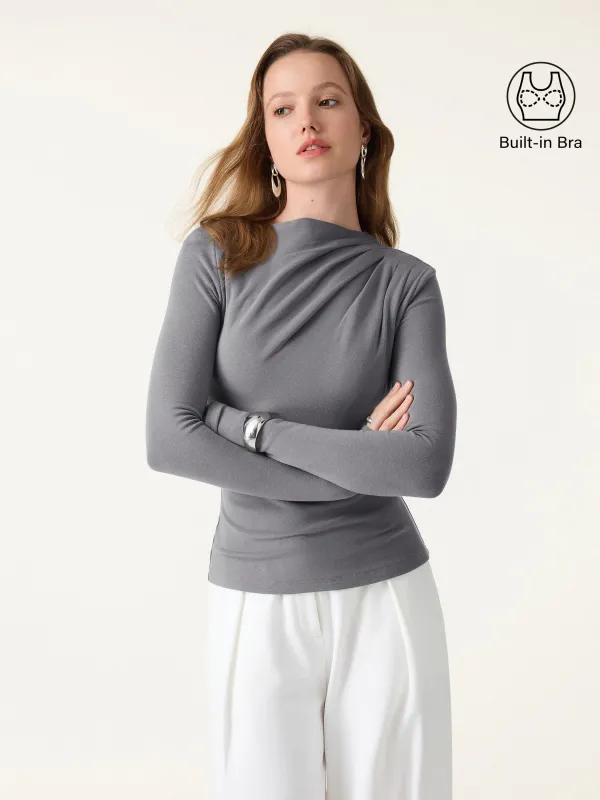 ProWarm Ruched Boatneck Long Sleeve Brami with Thumbholes sold by OGLmove
