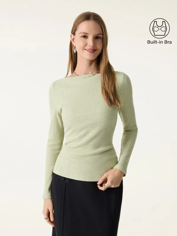 Ribbed Boatneck Long Sleeve Brami sold by OGLmove
