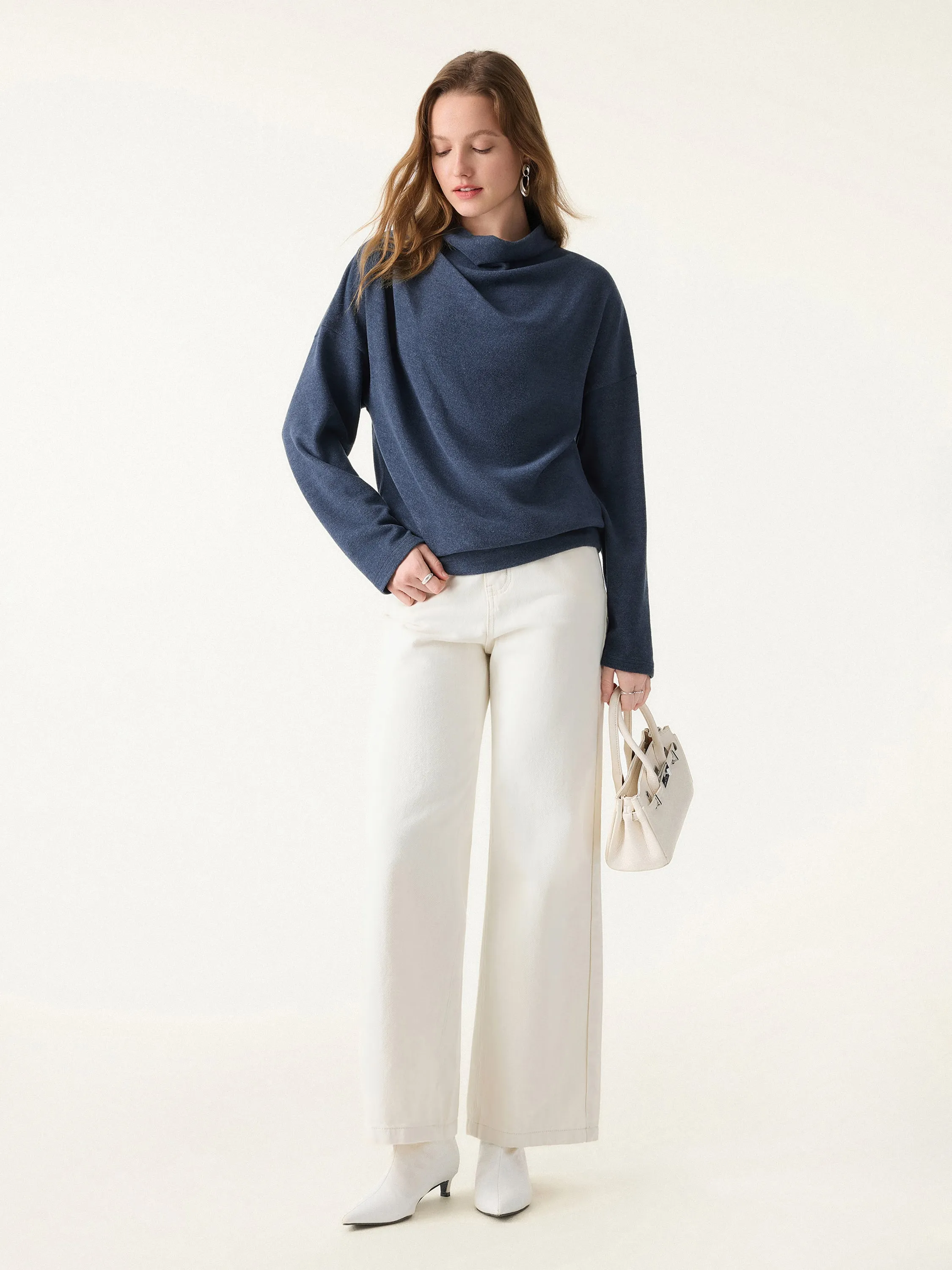 Cozy Relaxed Mockneck Top with Banded Hem sold by OGLmove product image thumbnail 2