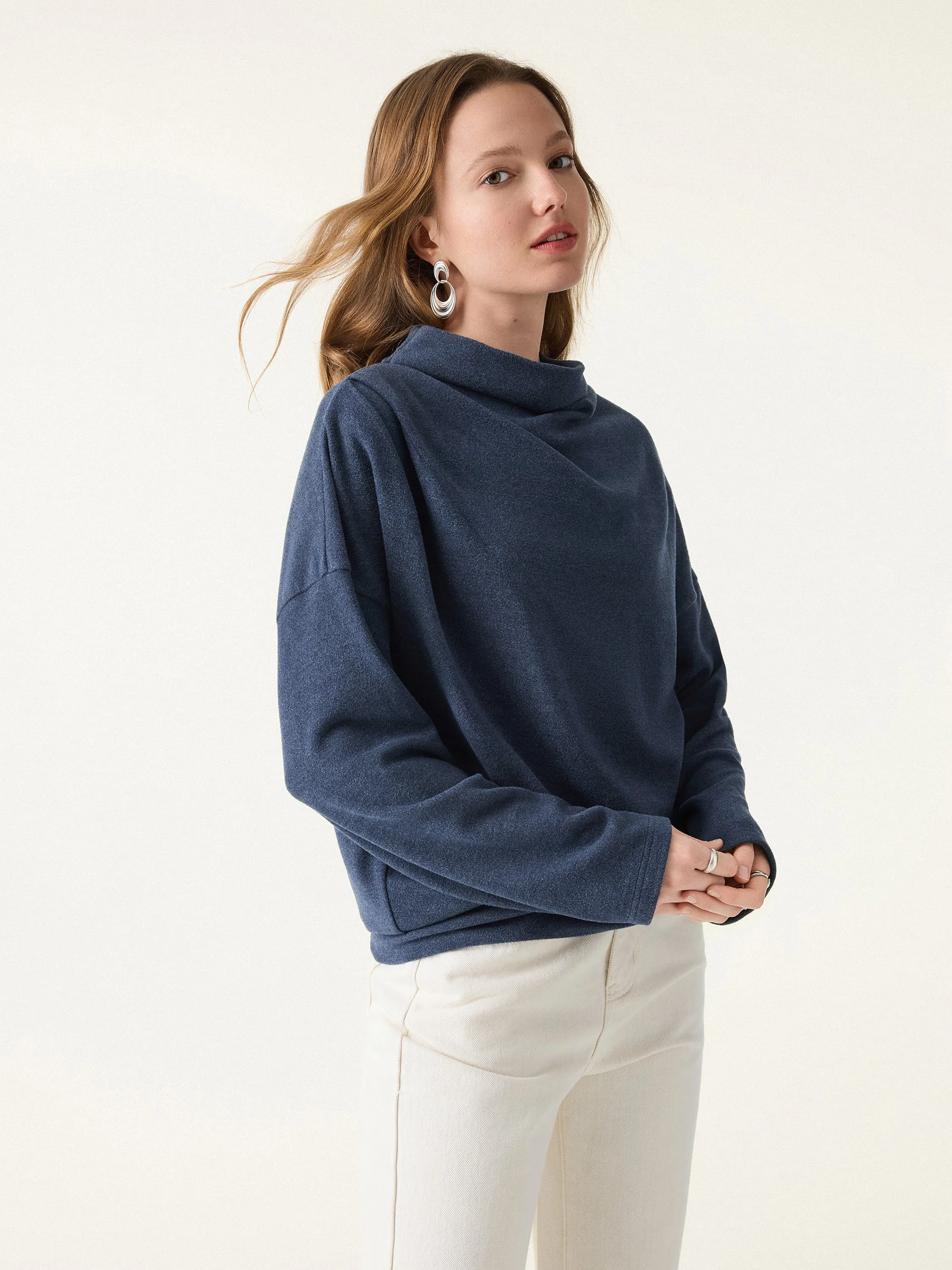 Cozy Relaxed Mockneck Top with Banded Hem sold by OGLmove product image thumbnail 5