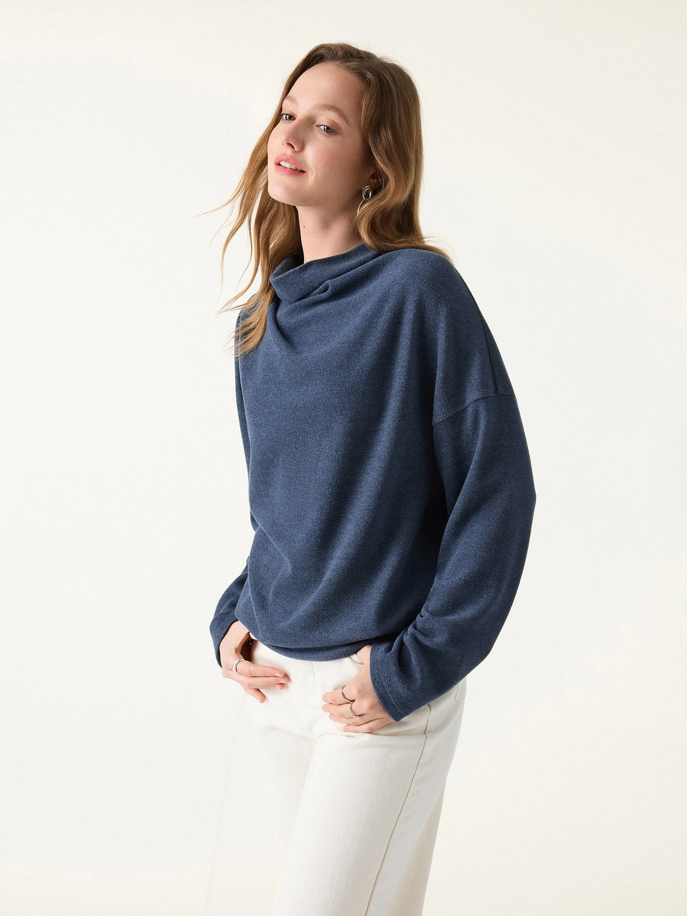 Cozy Relaxed Mockneck Top with Banded Hem sold by OGLmove product image thumbnail 4