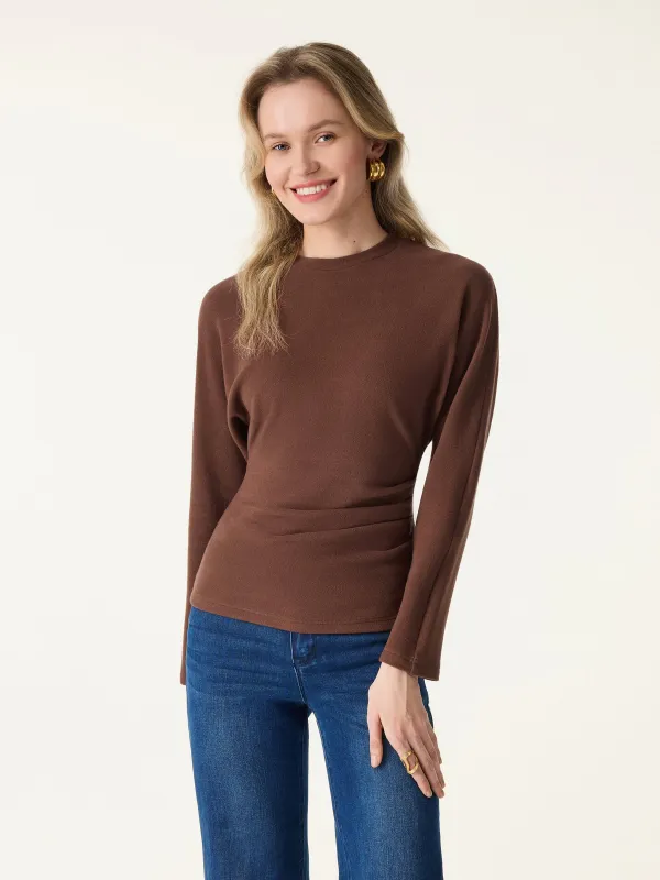MaxWarm Crewneck Tucked Waist Batwing Sleeve Top sold by OGLmove