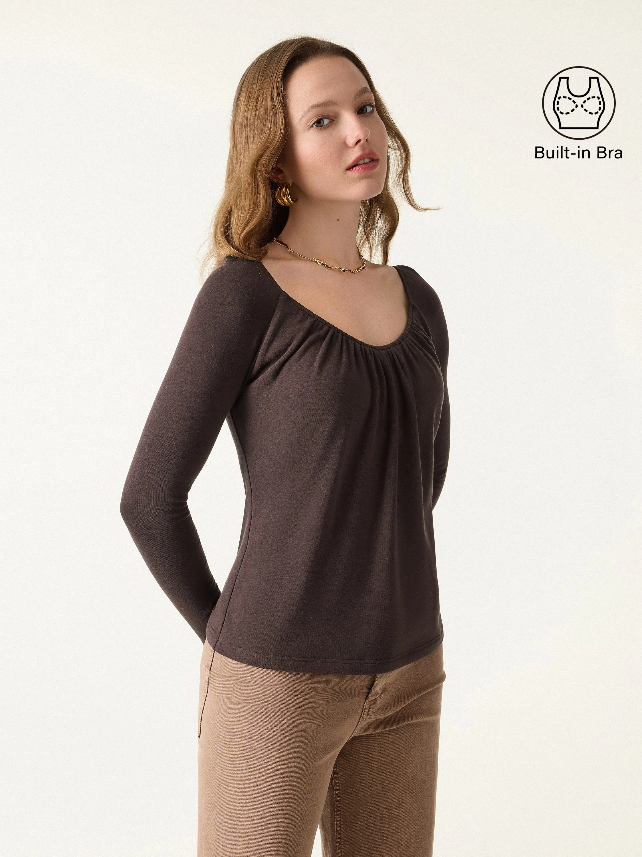 ProWarm Ruched Scoop Neck Long Sleeve Brami sold by OGLmove product image thumbnail 4