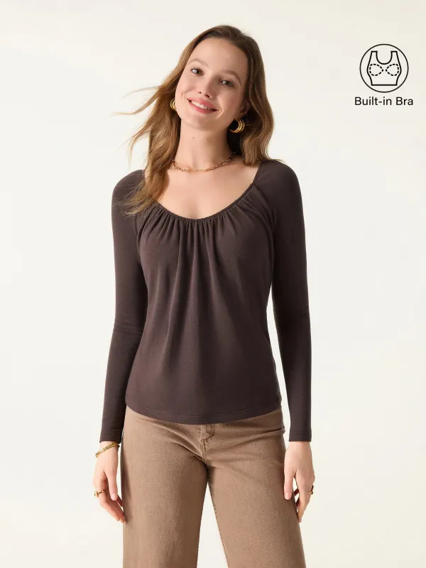 ProWarm Ruched Scoop Neck Long Sleeve Brami sold by OGLmove
