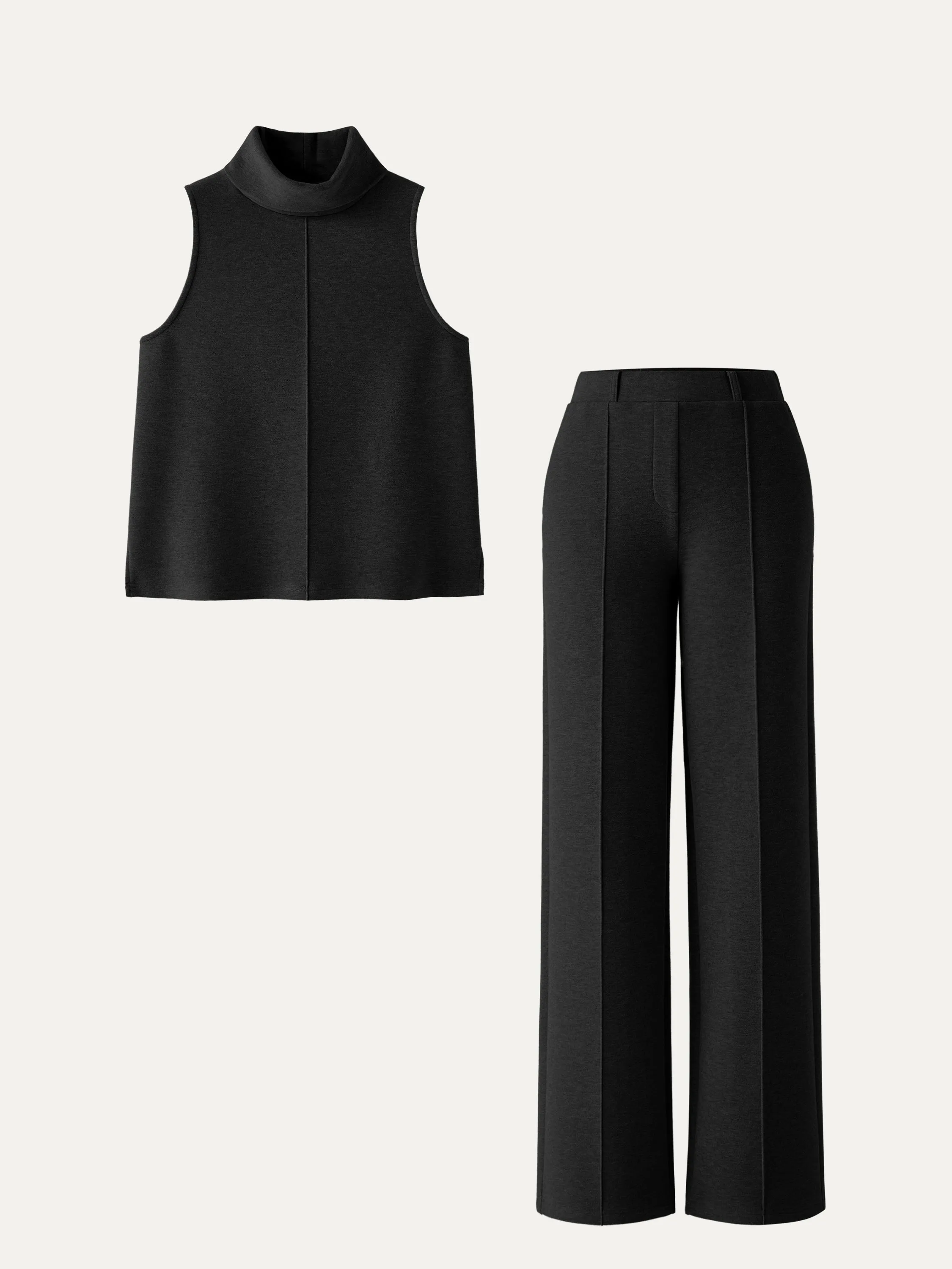 2Pcs Set Tall High Waisted Straight Leg Pant & Split Hem Top sold by OGLmove product image thumbnail 3