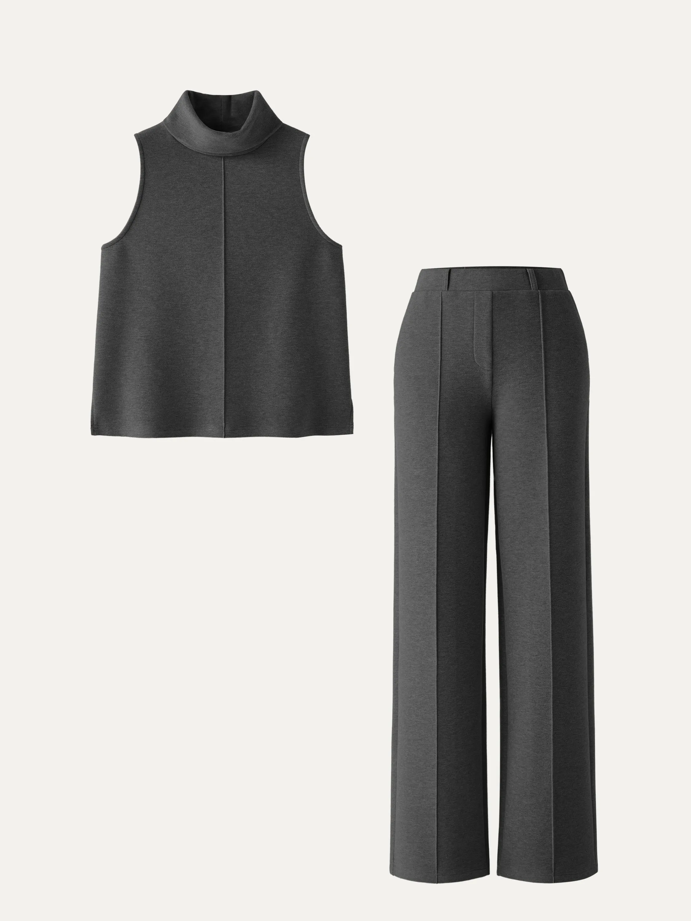 2Pcs Set Tall High Waisted Straight Leg Pant & Split Hem Top sold by OGLmove product image thumbnail 4