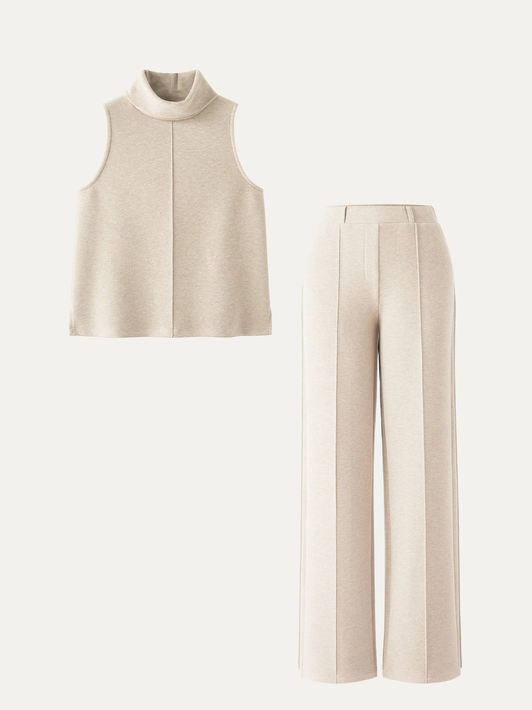 2Pcs Set Tall High Waisted Straight Leg Pant & Split Hem Top sold by OGLmove product image thumbnail 2