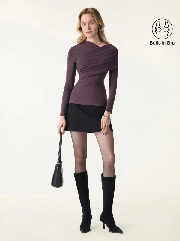 ProWarm Asymmetrical Neck Ruched Brami sold by OGLmove