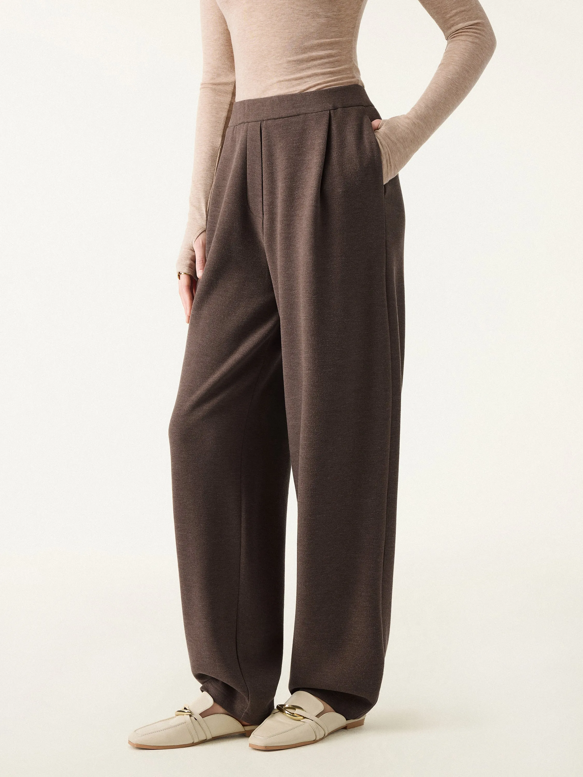 Cozy Warm Mid Rise Barrel Leg Pull-on Pants with Pockets sold by OGLmove