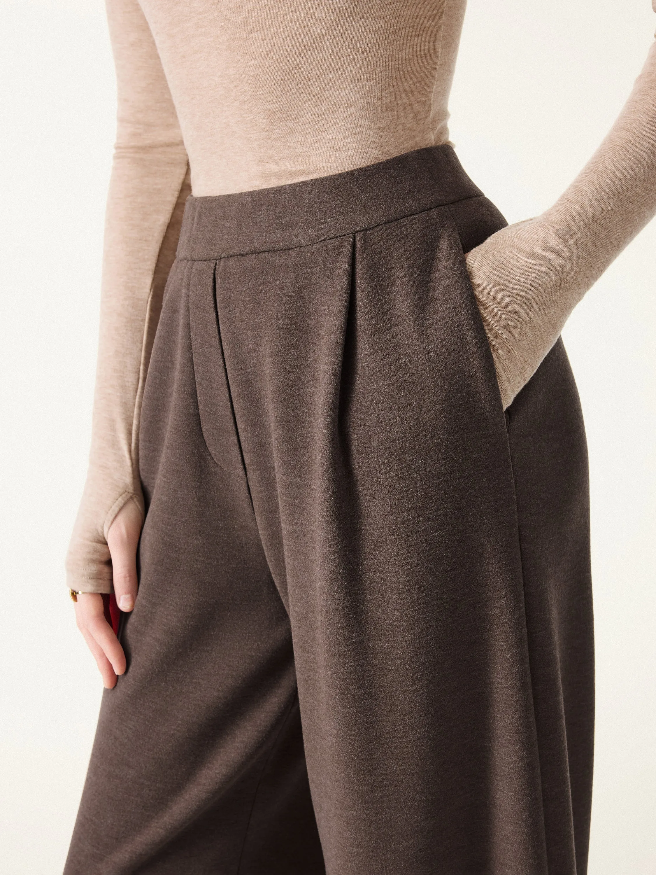 Cozy Warm Mid Rise Barrel Leg Pull-on Pants with Pockets sold by OGLmove product image thumbnail 4