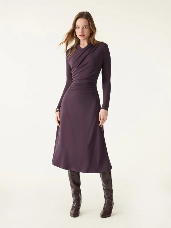 ProWarm Surplice V-neck Ruched Midi Dress sold by OGLmove