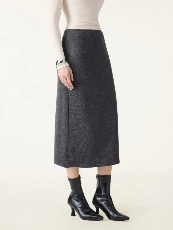 Ribbed H-line Pull-on Midi Skirt sold by OGLmove
