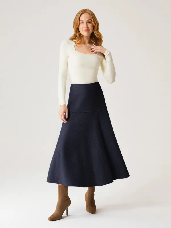 Wool-like Flared Maxi Skirt sold by OGLmove