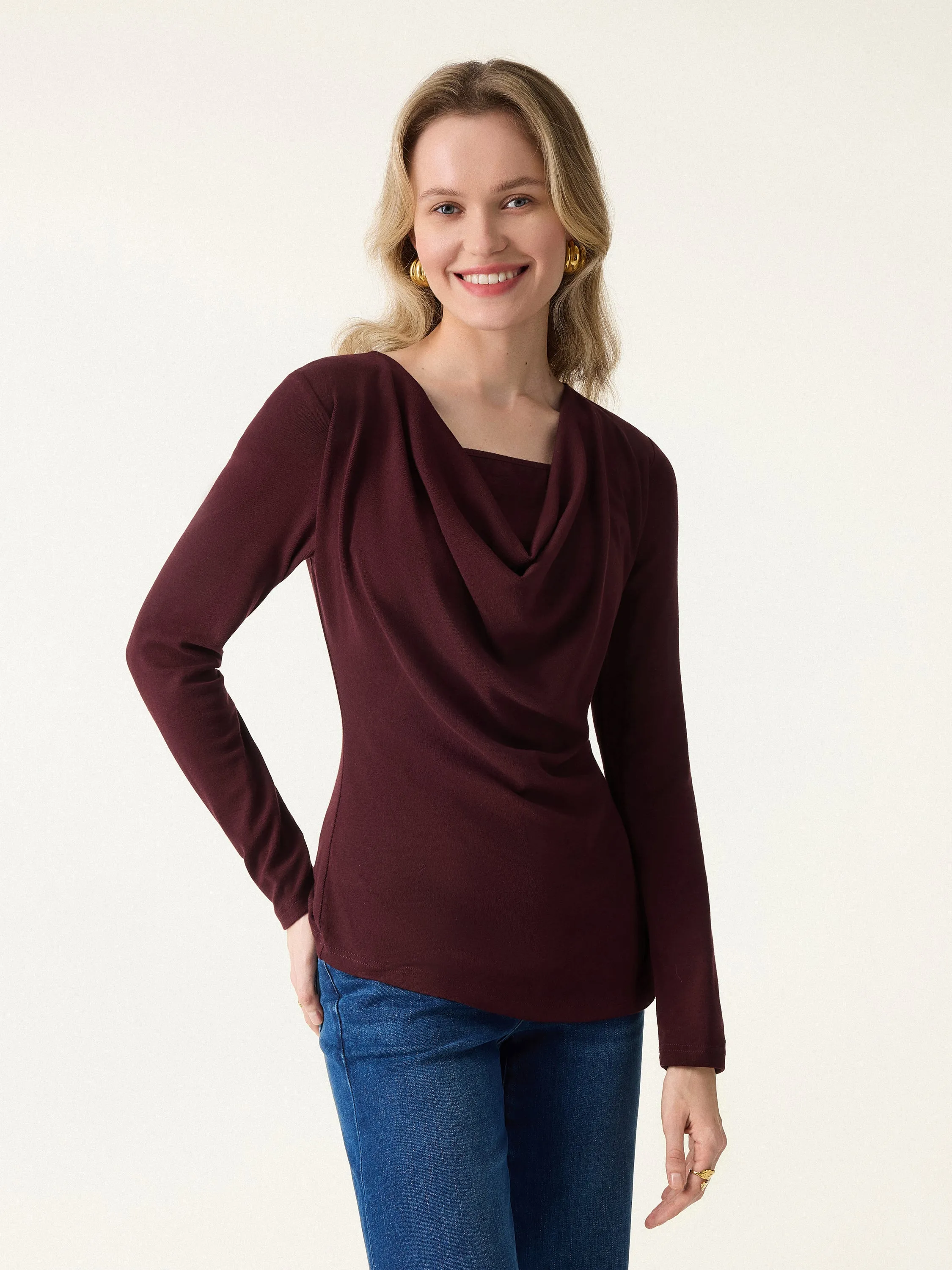 Cowl Neck Built-in Coverage Long Sleeve Brami sold by OGLmove product image thumbnail 4