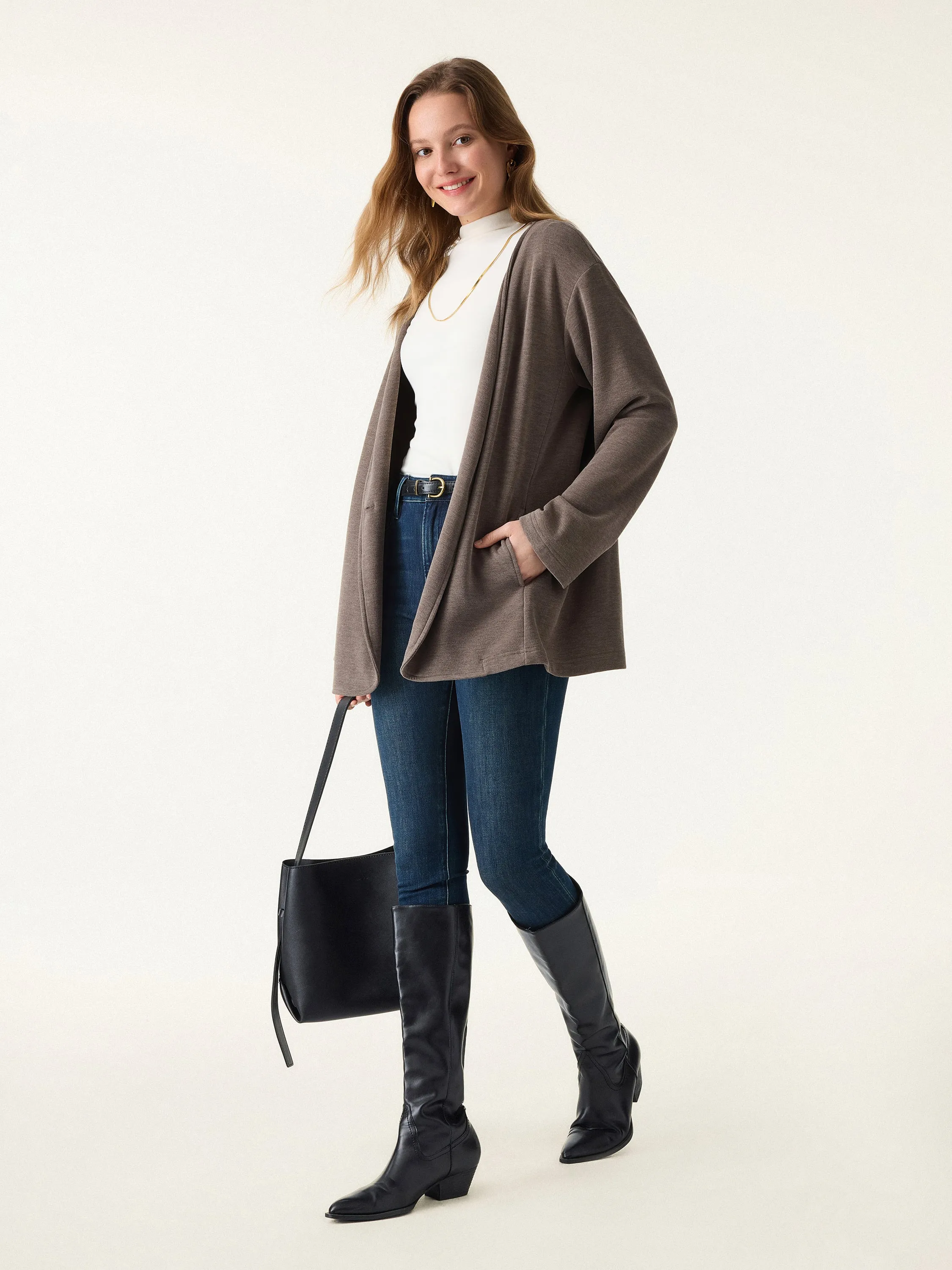 Brushed Cozy V-neck Single Button Cardigan sold by OGLmove