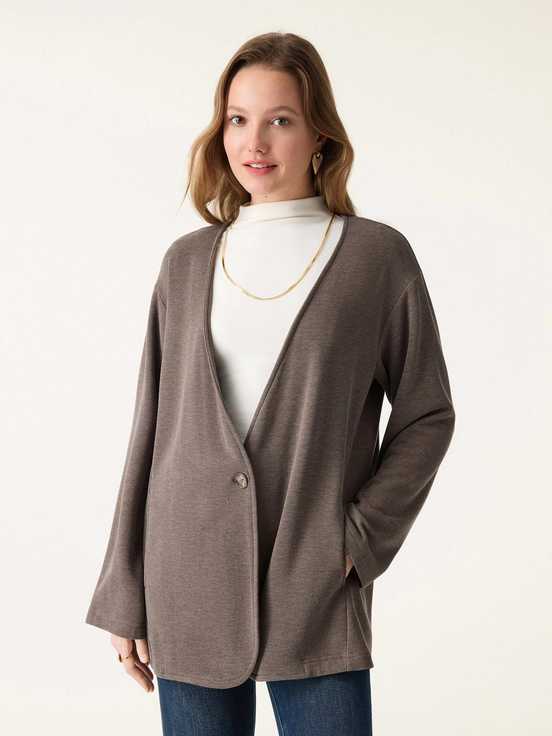 Brushed Cozy V-neck Single Button Cardigan sold by OGLmove product image thumbnail 5