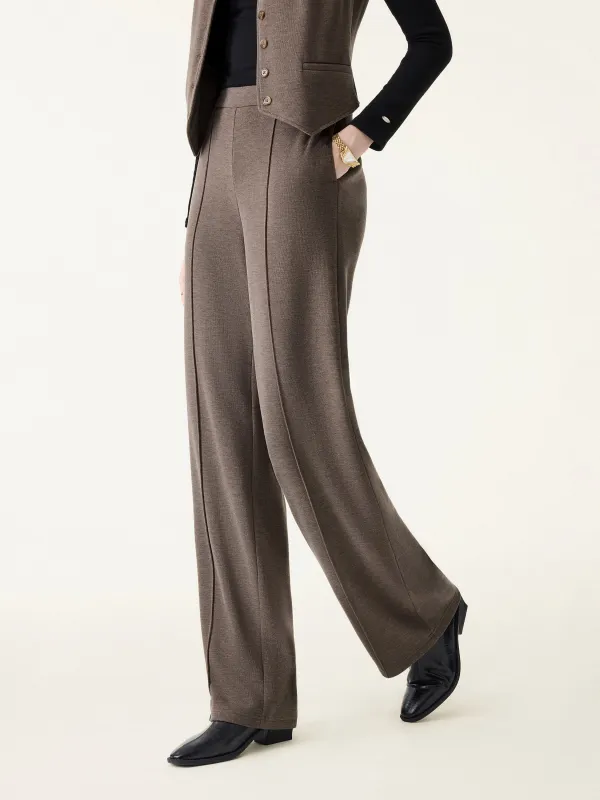 Brushed Warm High Rise Pintuck Straight Leg Pull-on Pants sold by OGLmove