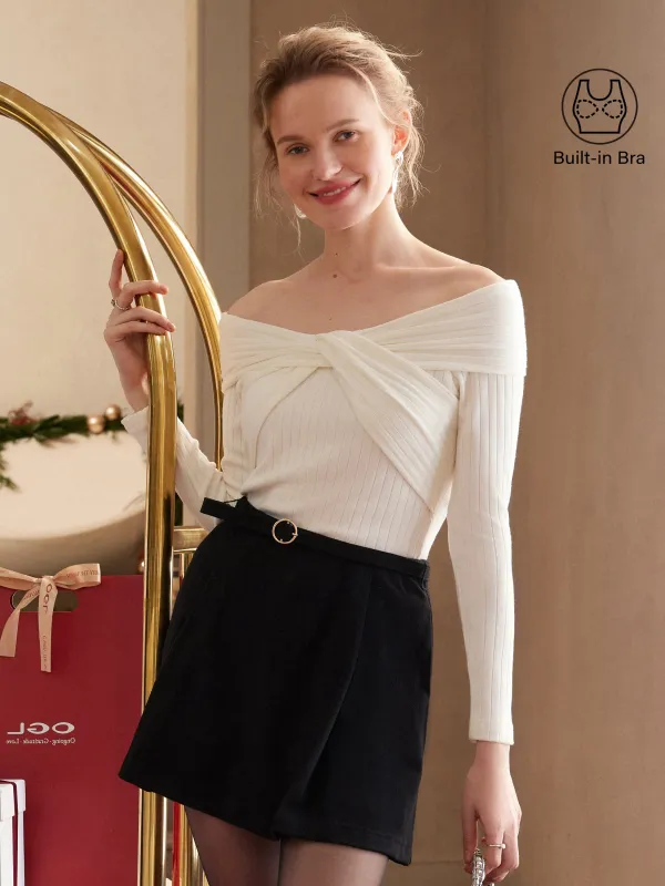 Bow Cold-Shoulder Long Sleeve Brami sold by OGLmove