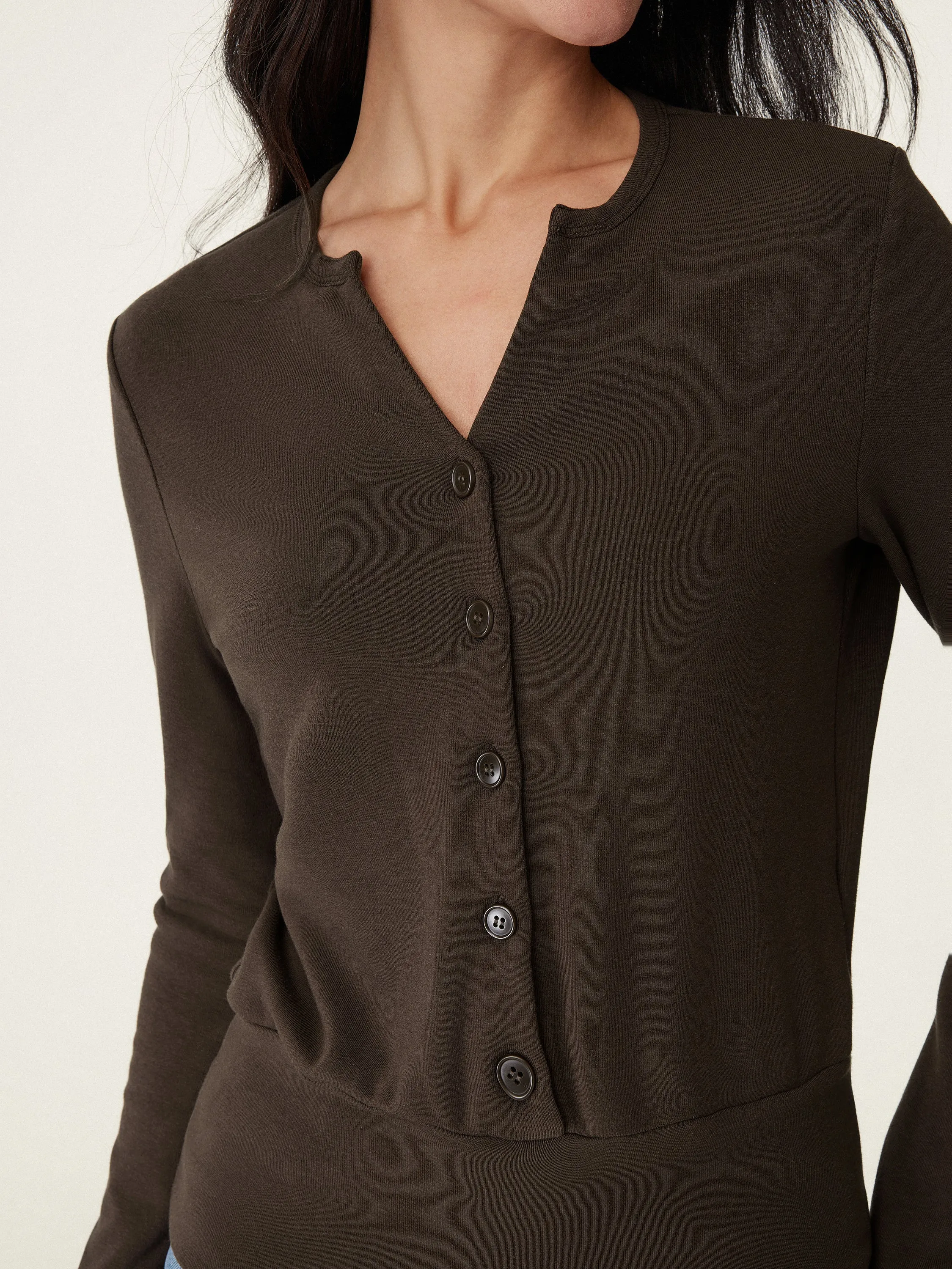 V-Neck Half-Placket Top sold by OGLmove product image thumbnail 4