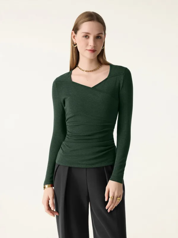 ProWarm Surplice V-neck Ruched Top sold by OGLmove