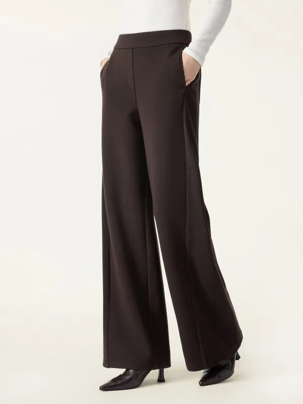 Ribbed Panel Mid Rise Wide Leg Pants with Pockets sold by OGLmove