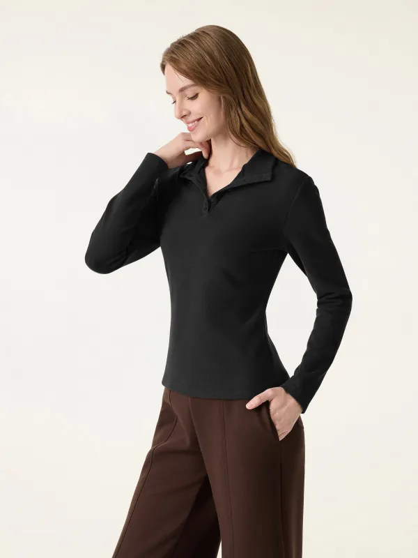 Cozy Warm Quarter Button-up Turtleneck Long Sleeve Top sold by OGLmove