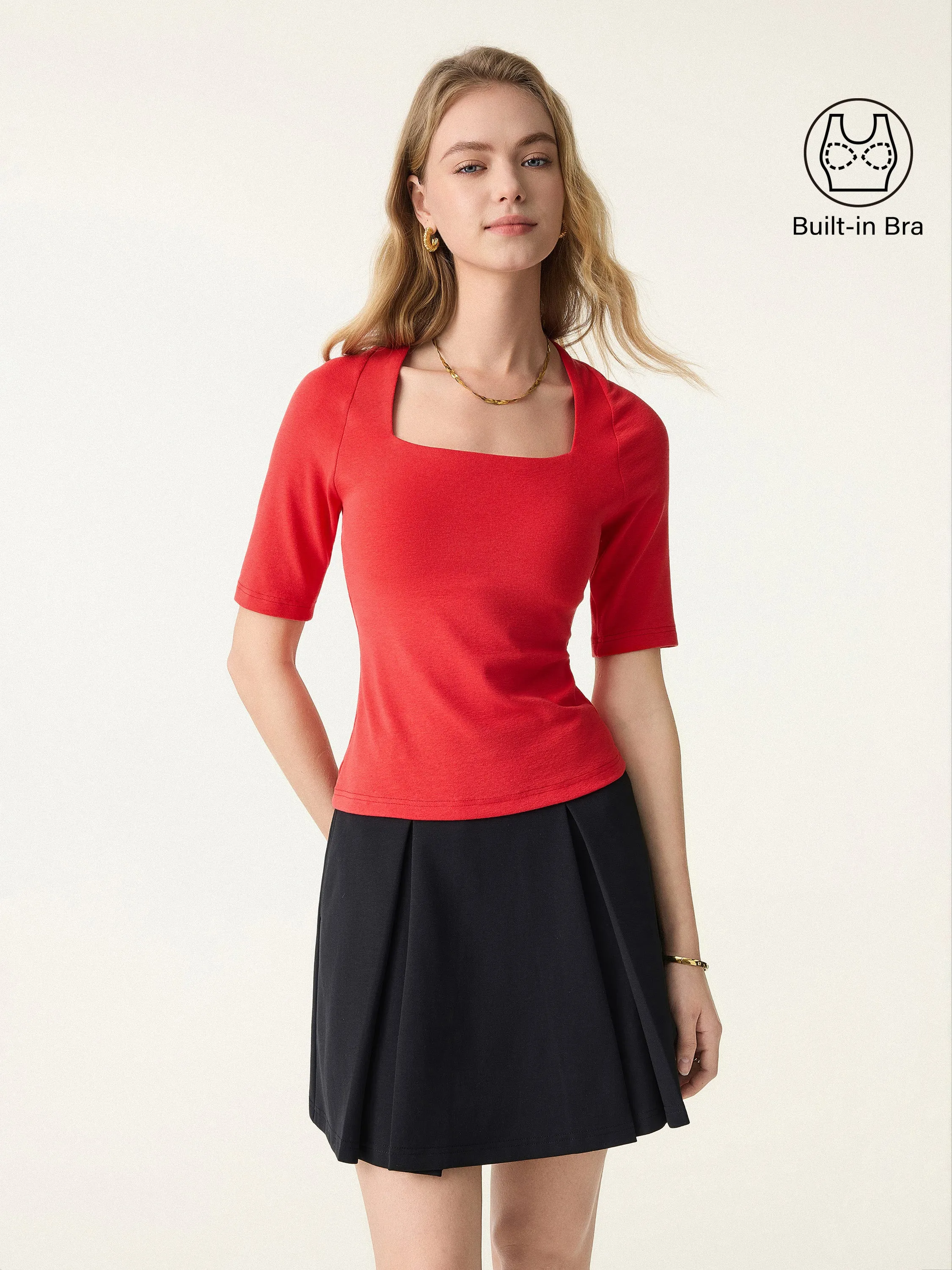 Cotton Lyocell Trapeze Neck Elbow Sleeve Brami sold by OGLmove