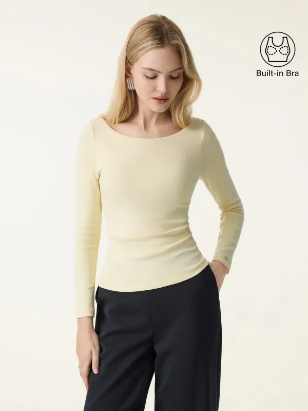 Cotton Lyocell High Scoop Neck Long Sleeve Brami sold by OGLmove