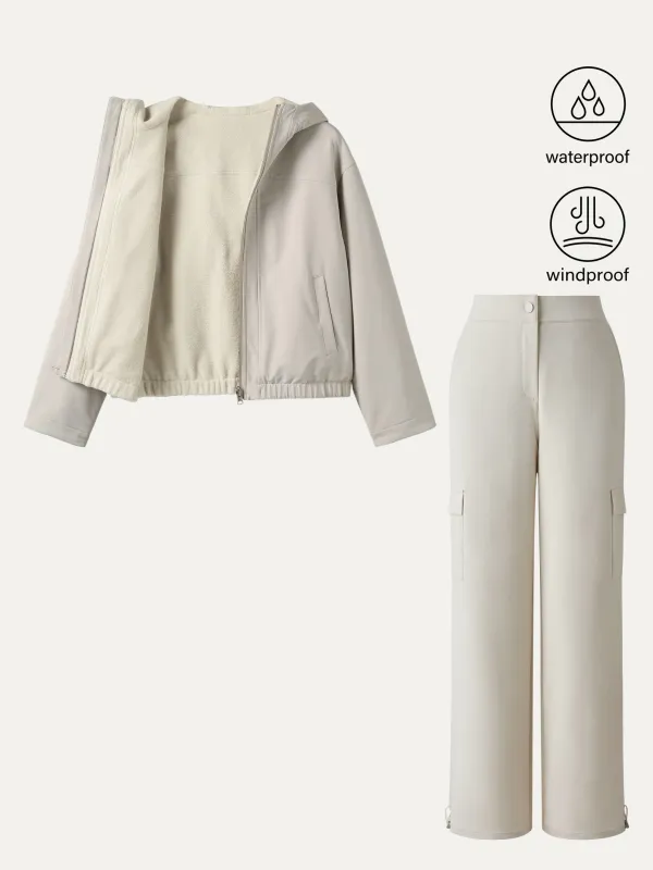 2Pcs Set Water-Proof Fleece Reversable Hooded Jacket & Cargo Pant sold by OGLmove