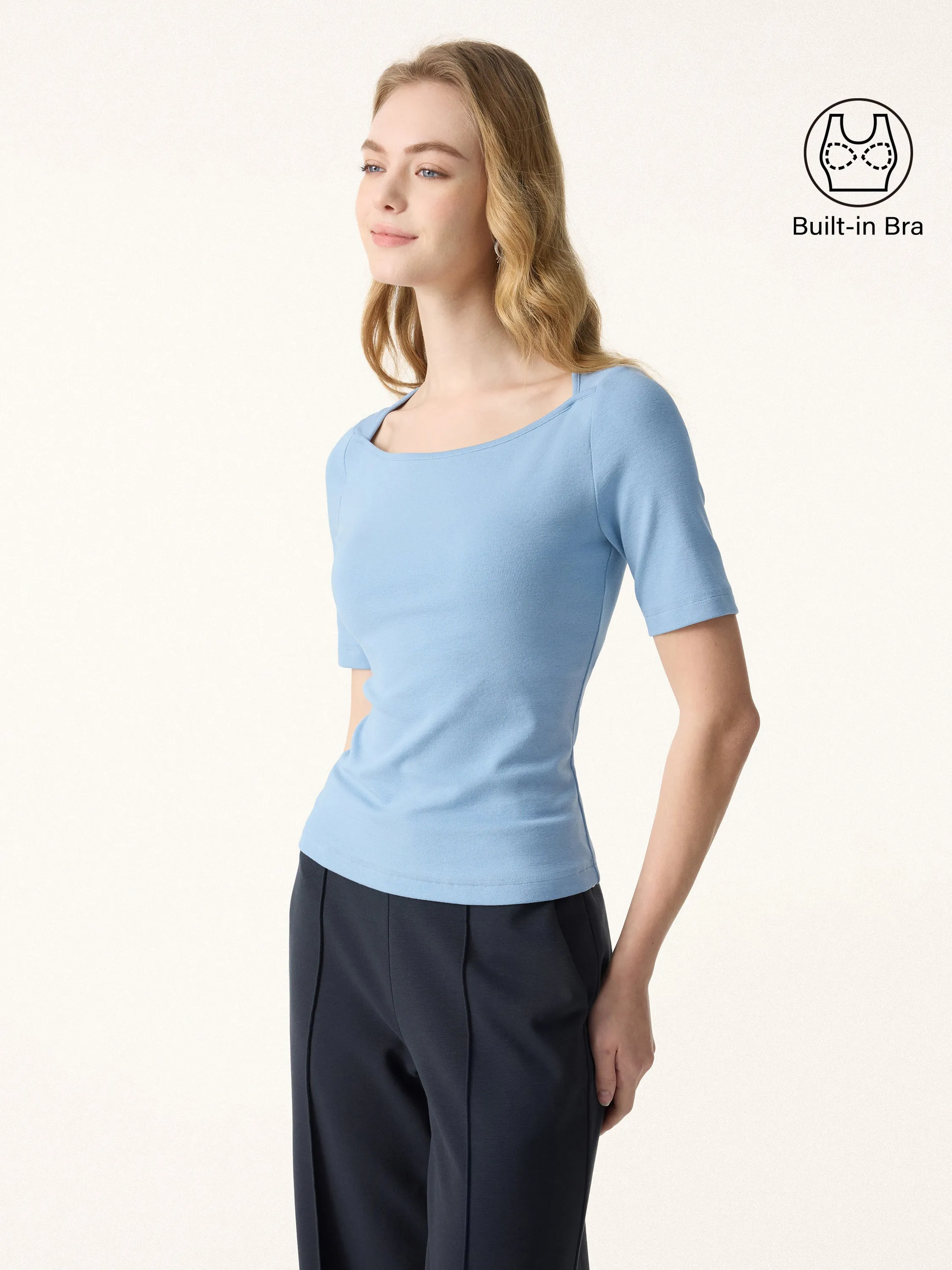 Cotton Lyocell Scoop Neck Short Sleeve Brami sold by OGLmove product image thumbnail 4