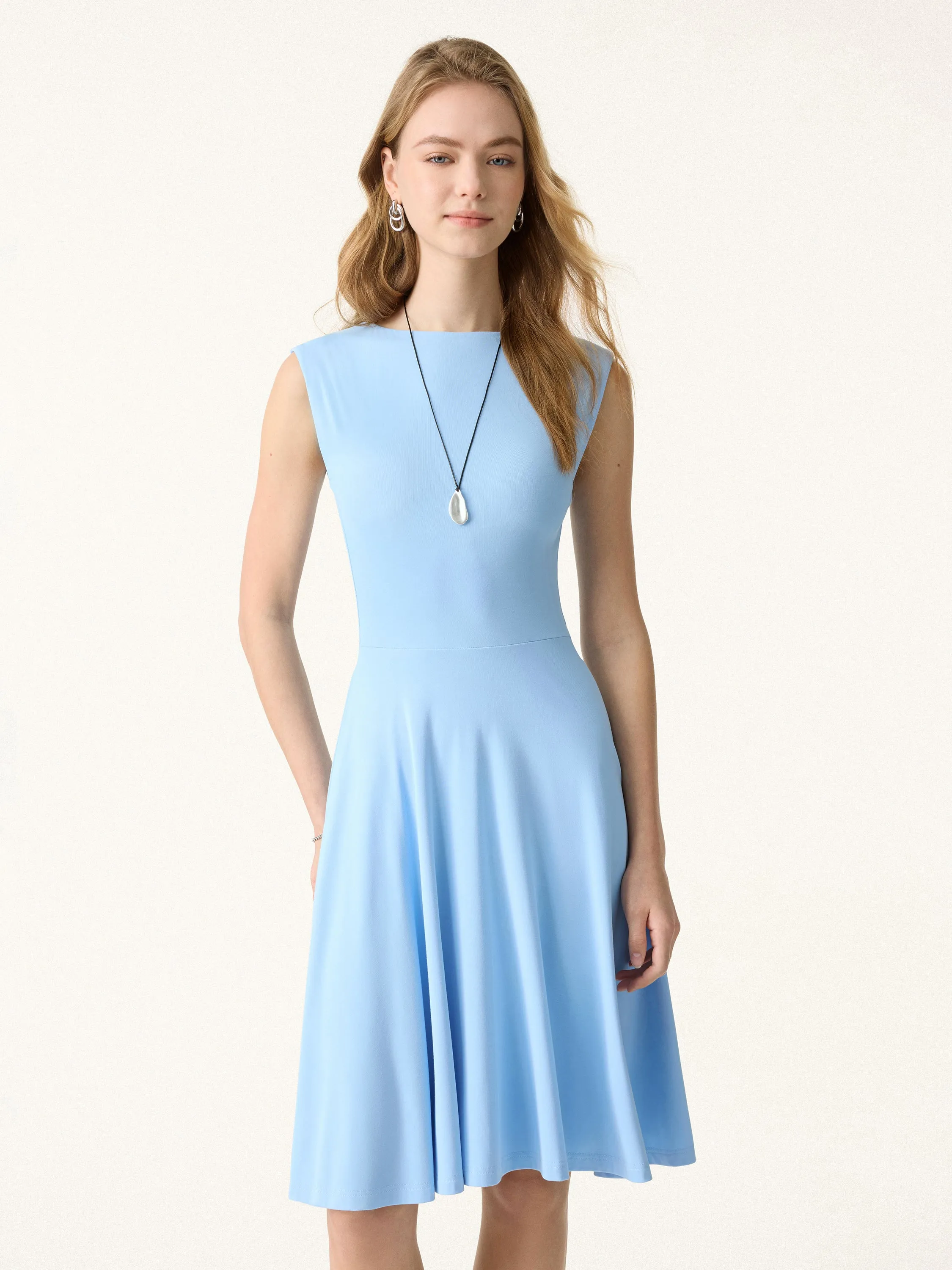 SkinKiss Boatneck Wide Shoulder Brami Dress with Pockets sold by OGLmove product image thumbnail 4