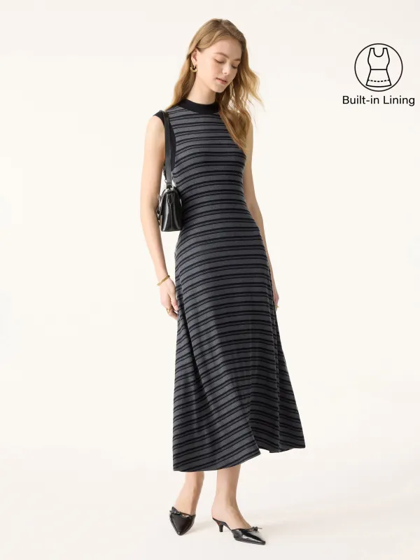 Non-Itch Lyocell Wool Perkins Neck Wide Shoulder Midi Dress sold by OGLmove