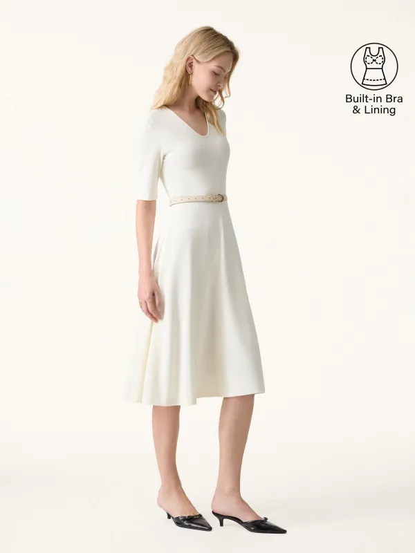V-Neck Elbow Sleeve Midi Brami Dress with Pockets sold by OGLmove