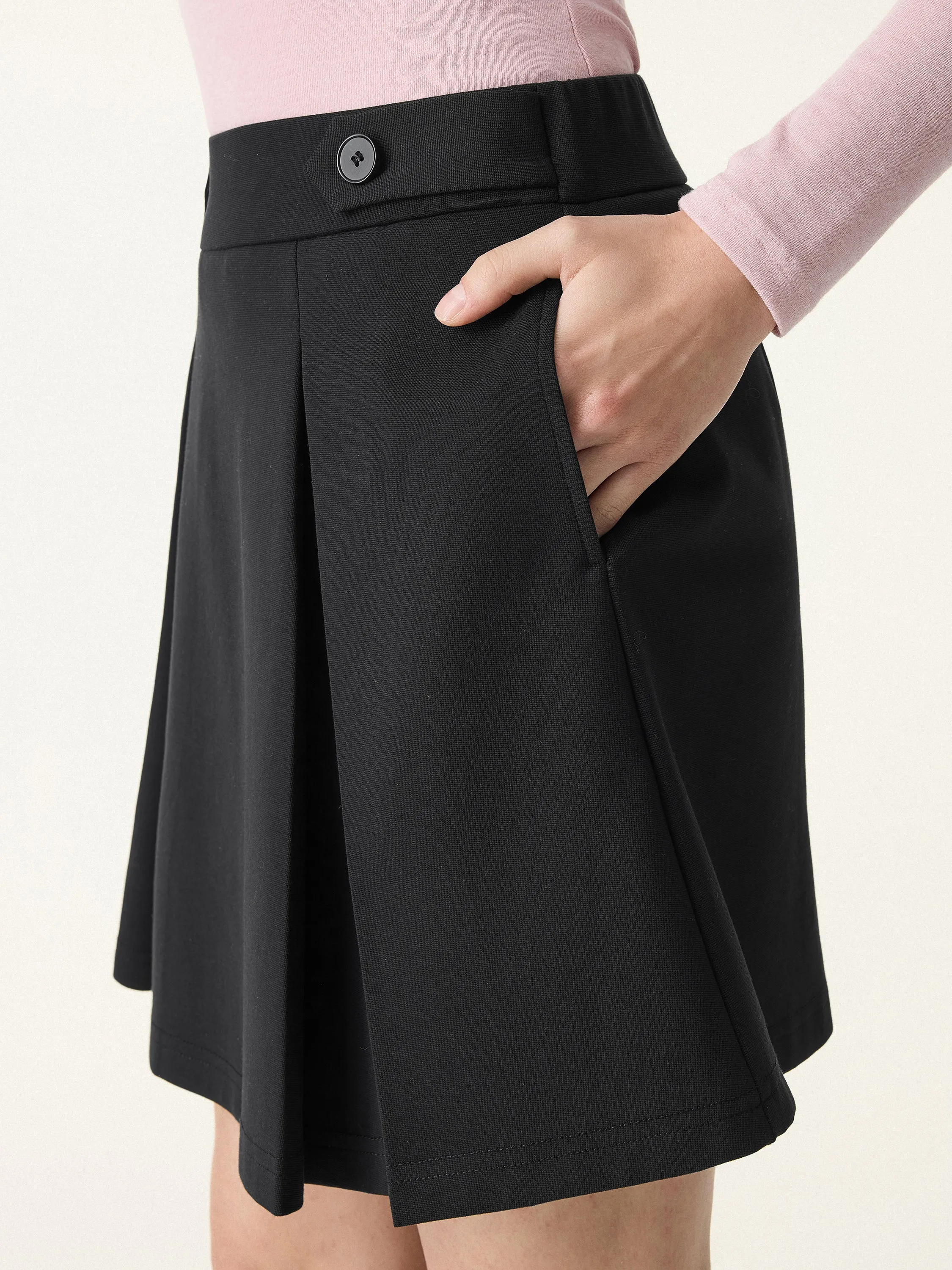 Strech Cotton Blend Pleated Skort with Built-in Shorts sold by OGLmove product image thumbnail 5