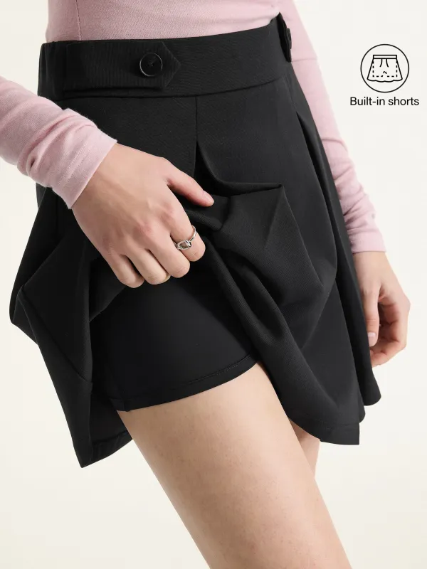 Strech Cotton Blend Pleated Skort with Built-in Shorts sold by OGLmove