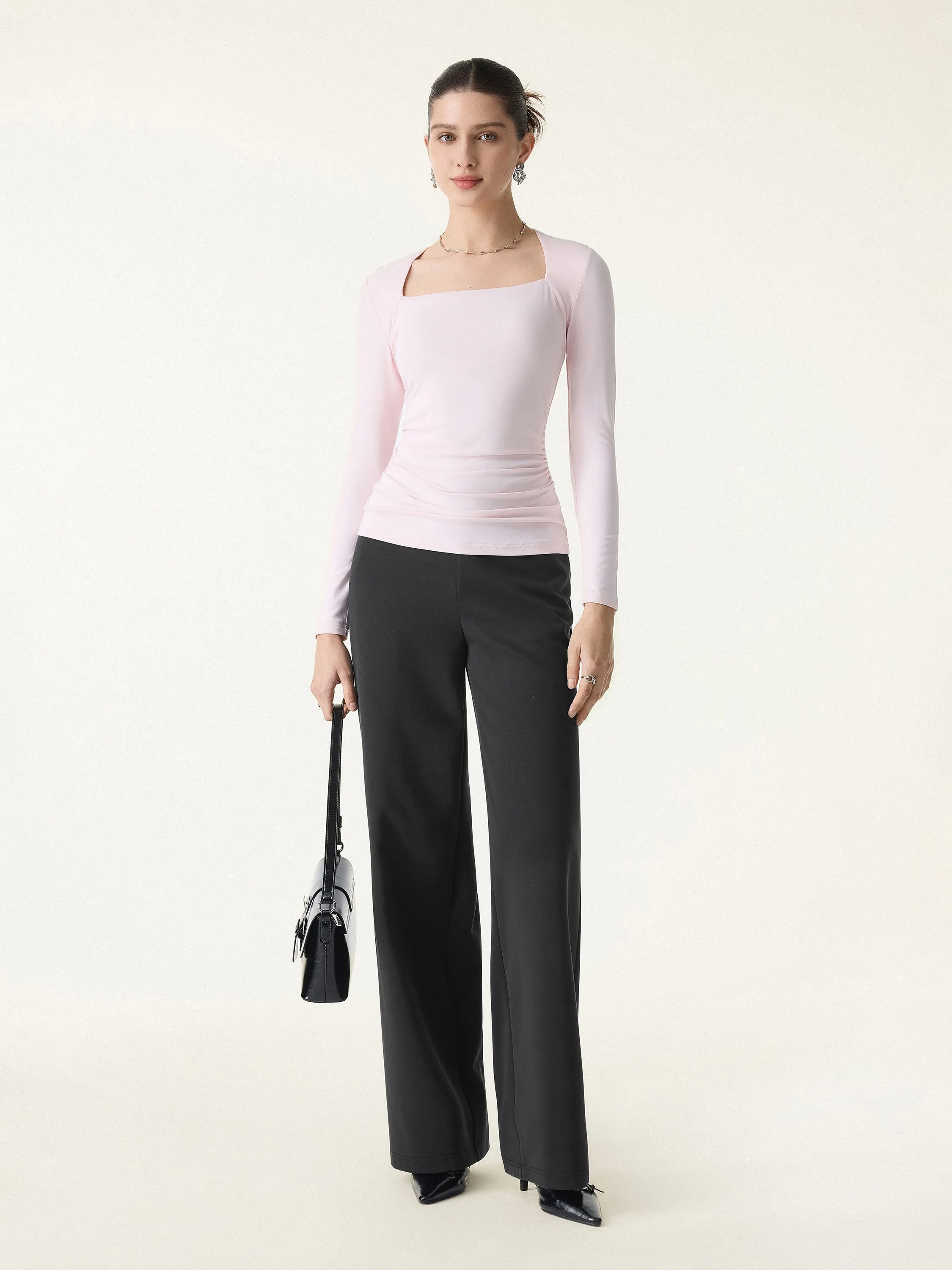 Stretch Cotton Blend Mid Rise Straight Leg Pants with Pockets sold by OGLmove product image thumbnail 4