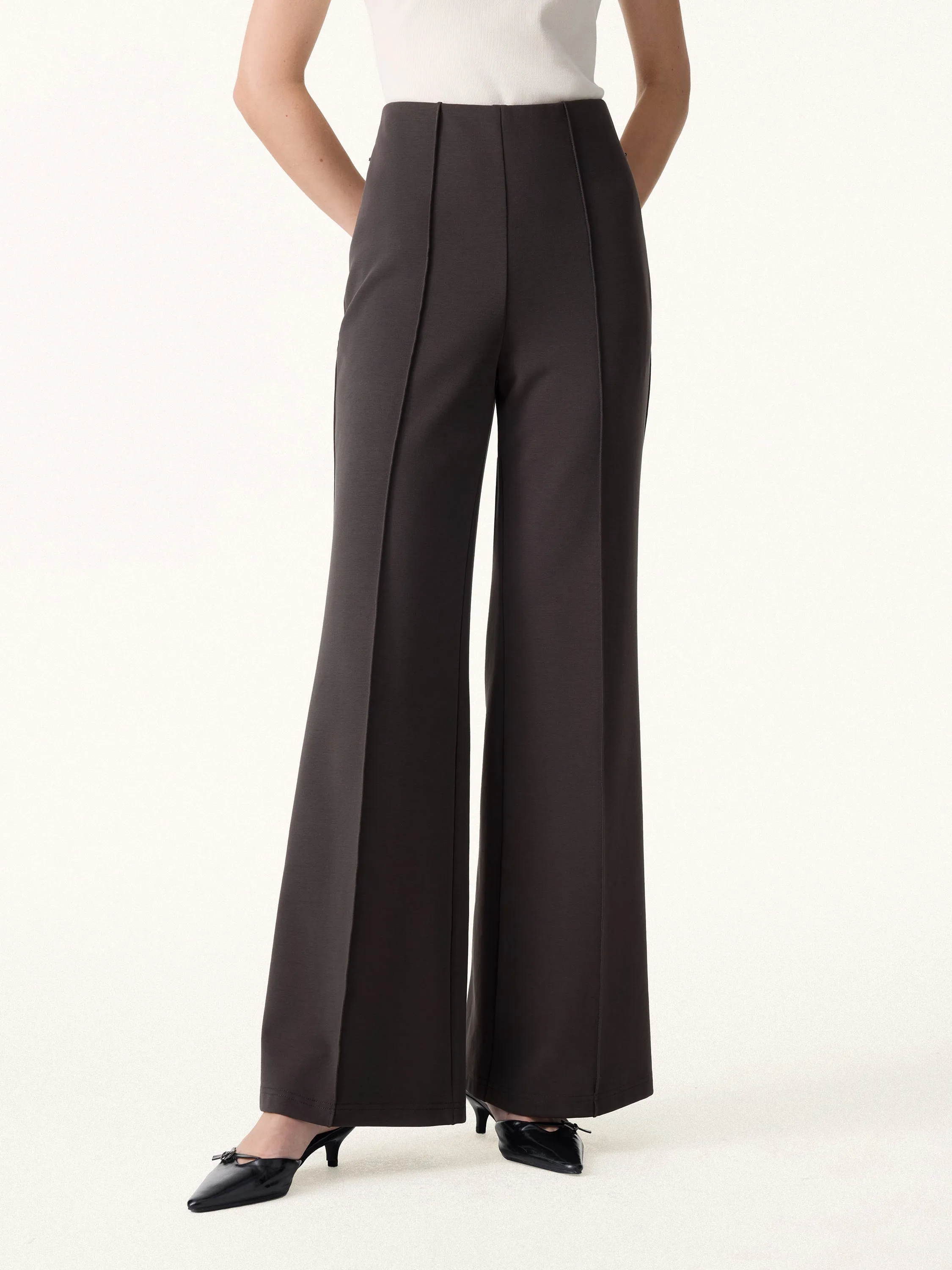 Stretch Cotton High Rise Wide Flared Pull-on Pants sold by OGLmove