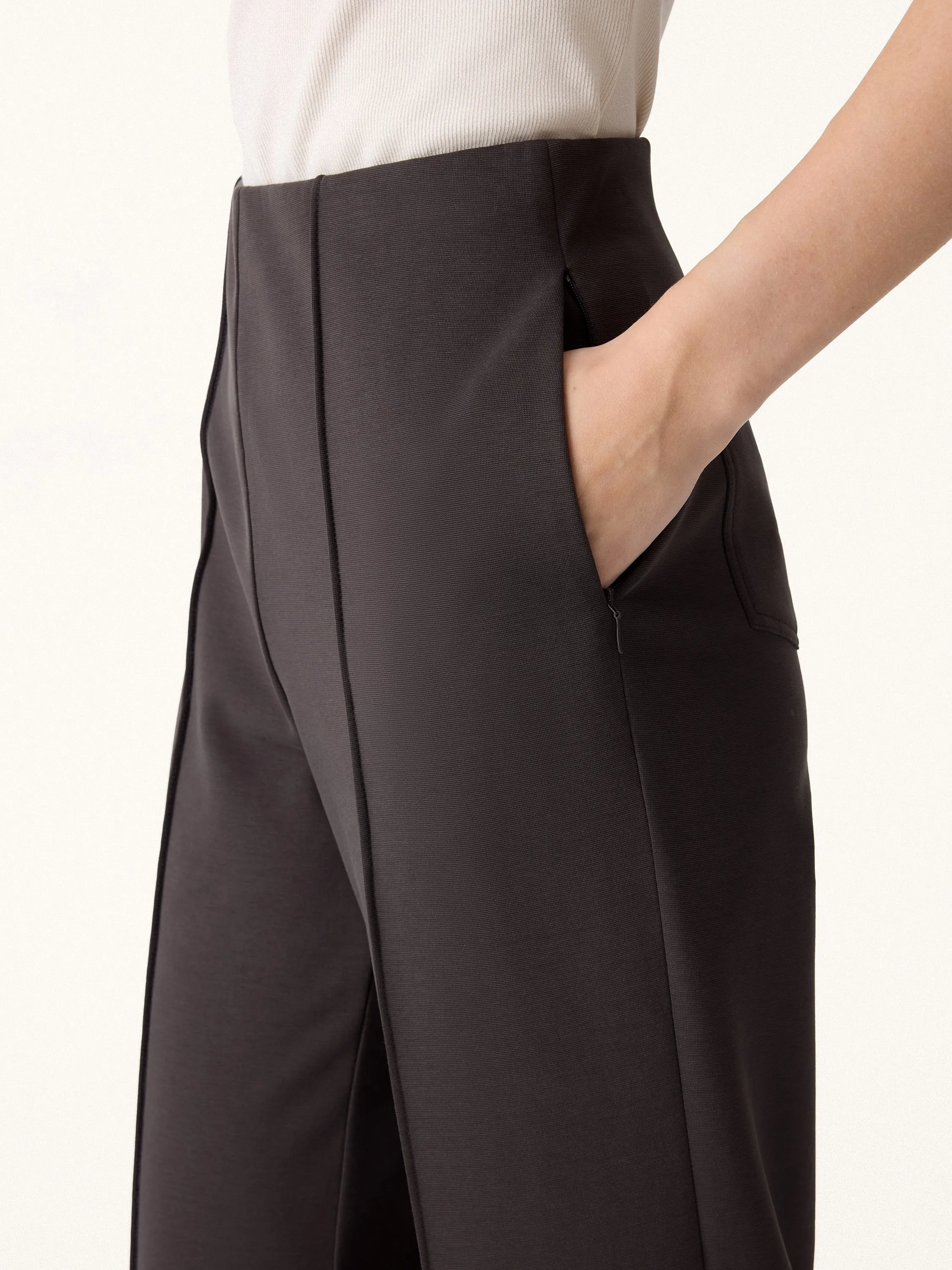 Stretch Cotton High Rise Wide Flared Pull-on Pants sold by OGLmove product image thumbnail 5